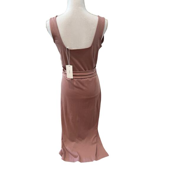 Vince Pima Cotton Square Neck Belted Midi Dress Mauve S - Picture 7 of 10